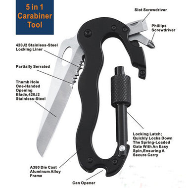 5 In 1 Survival Multi-Knife Carabiner
